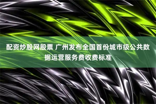 配资炒股网股票 广州发布全国首份城市级公共数据运营服务费收费标准