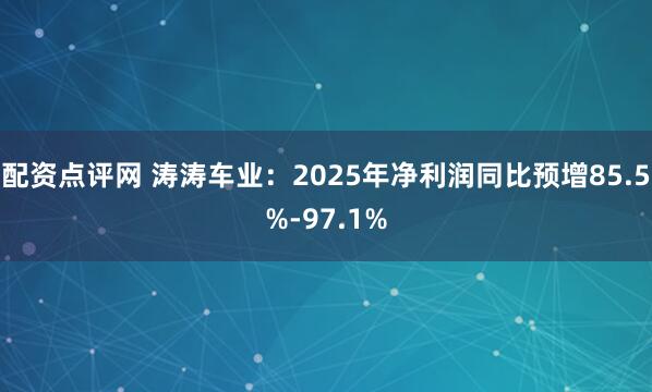 配资点评网 涛涛车业：2025年净利润同比预增85.5%-97.1%